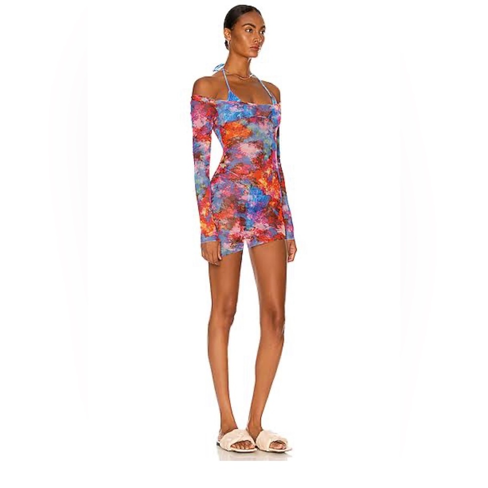Melissa Simone coverup, mesh, multicolored mini
